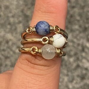 Gold and Blue Stacked Rings